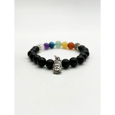 Csakra karkötő - ónix Buddha fityegővel Csakra karkötő - ónix Buddha fityegővel