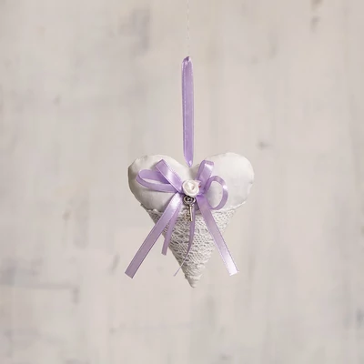 Vintage levendulás szív (fehér)